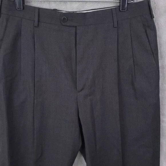 Zanella Vtg Wool Trousers Pants Mens Size 34 Pleated Cuffed Straight Leg - Picture 10 of 15